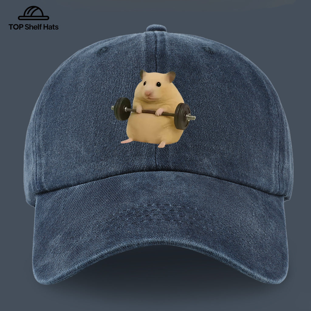 1pc Cute Adorable Golden Hamster Mouse Holding Dumbbell Pattern Design Printed Casual Baseball Cap, Lightweight Comfortable Breathable Adjustable Size, Perfect Gift for Couples on Valentine'S Day