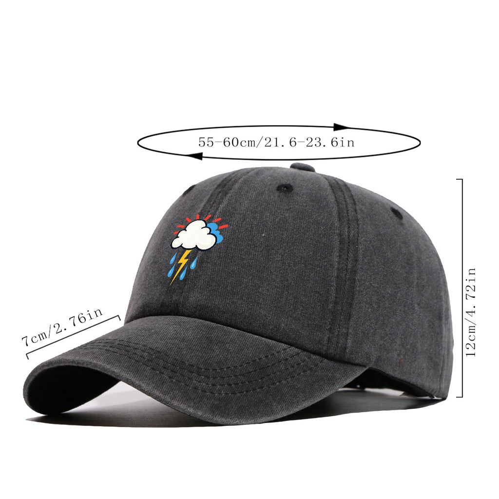 1pc 1pcs Unisex Adjustable Baseball Cap with Cloud Lightning Raindrop Print, Outdoor Sports Hat, Suitable for Daily Wear, Camping, Music Festivals, Cycling, Travel -  Gift for Men & Women, Birthday Present