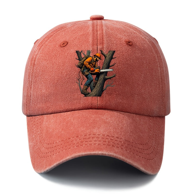 A Unisex Fashion All-Match Printed Lumberjack Baseball Cap, Classic Retro Washed Outdoor Lightweight Curved Brim Hat, Trucker Baseball Cap, Suitable for Outdoor Vacation Travel Camping And Other Leisure Occasions, Holiday Party Hip-Hop Hat
