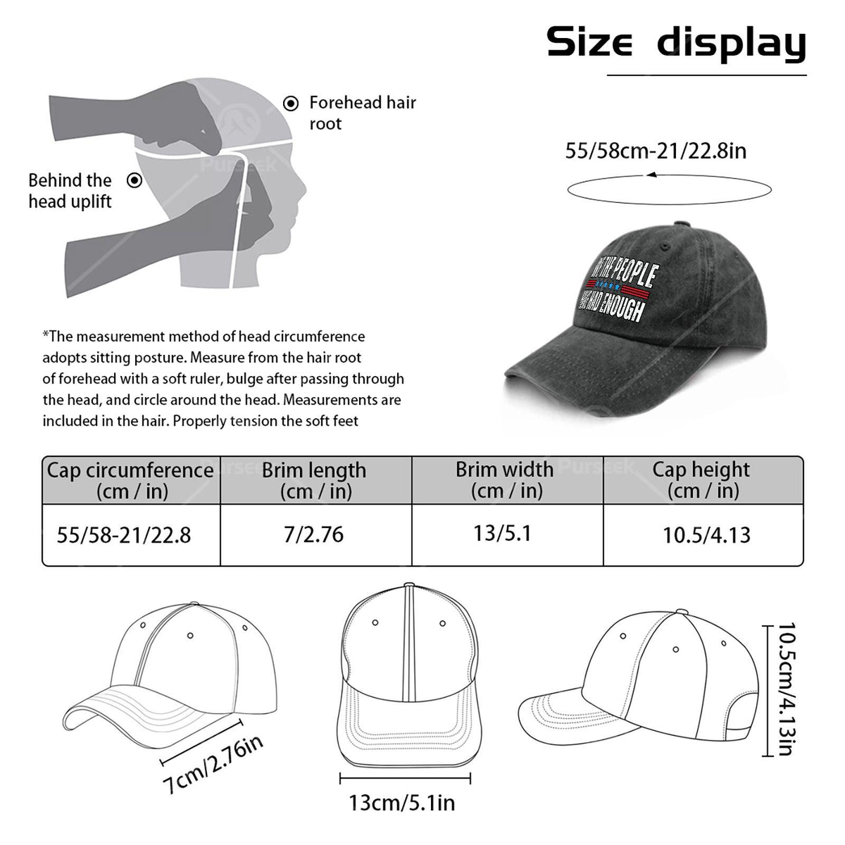 Unisex Fashionable Cap with a Washed And Distressed Look That Says 'We The People Have Had Enough' on It