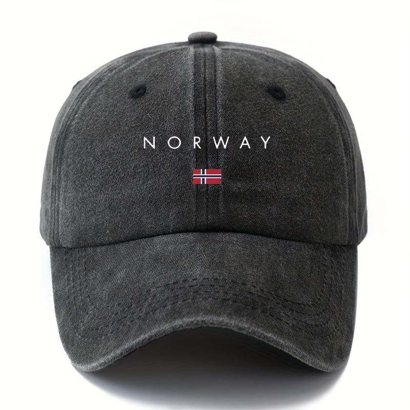 MAKEFGE Unisex Norway Flag Trucker Hat - Norwegian National Colors (White, Red, Blue) with Norway Map Outline & Flag Emblem, Lightweight Washed Cap for Men & Women, Outdoor, Travel, Camping, Casual Wear, Parties - Durable Norwegian Pride