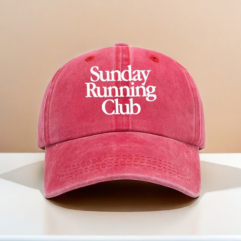 Vintage Baseball Cap, Adjustable Hat, Ideal for Outdoor Activities as Sun, Featuring a "Sunday Running Club" Letter Graphic Print, Unisex Outdoor Baseball Cap, the Best Choice for a Gift, Sun Hat for Outdoor Parties, Camping, and Travel