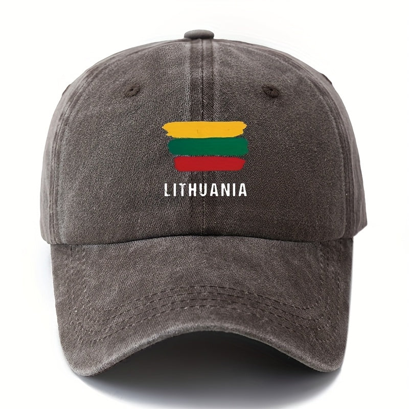 MAKEFGE Baseball Cap - Lightweight Vintage Washed Truck Driver Hat with LIYHUANIA Letters, Unisex Outdoor Camping, Travel Hat in Black/, for Men & Women (Multi-Color Options), Casual Headwear, Curved Brim Design, Rugged Texture