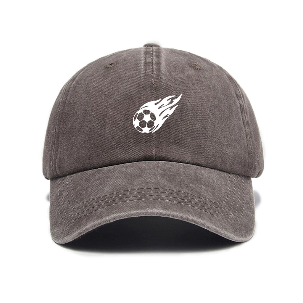 1 Washed Distressed Printed Baseball Cap for Adults, Fashionable Vintage Soccer Print Washed Distressed Soft Top Sun Baseball Cap, Unisex Versatile Baseball Cap