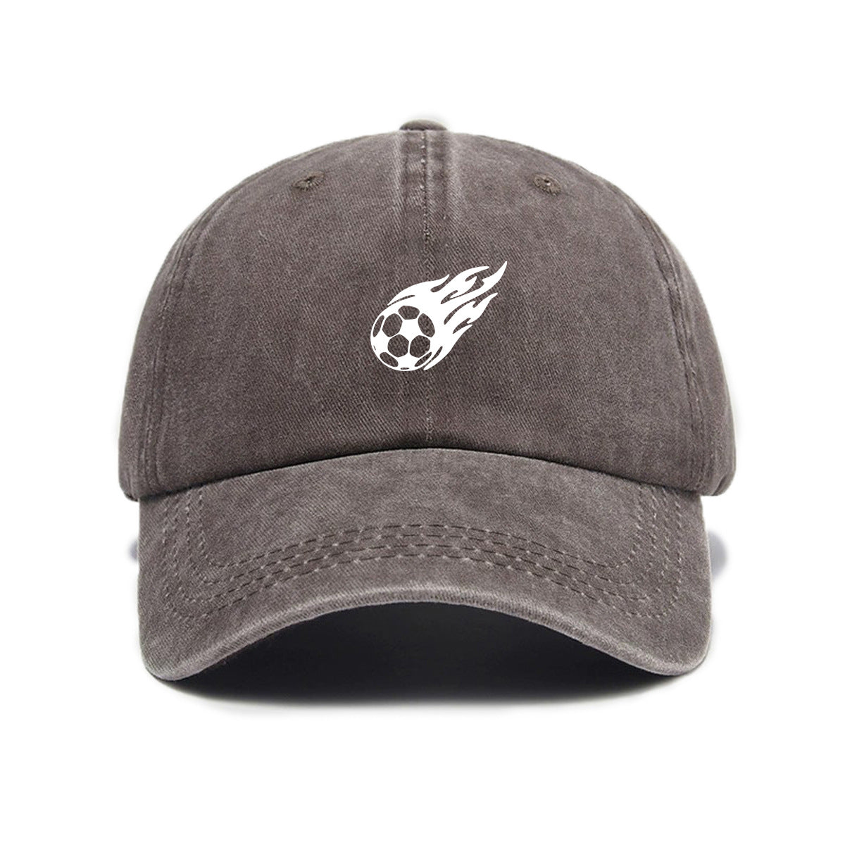 1 Washed Distressed Printed Baseball Cap for Adults, Fashionable Vintage Soccer Print Washed Distressed Soft Top Sun Baseball Cap, Unisex Versatile Baseball Cap