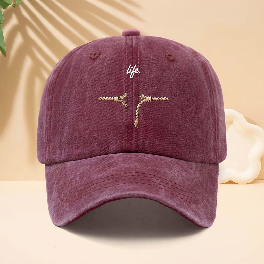 Men' & Women' Adjustable Snapback Cap with Life Knot - Modern Minimalist Curved Brim Trucker Hat, Soft Top Suitable for Walking, Parties, Travel, Casual Wear - Unisex for All- Outdoor, Hip-Hop, and Daily Use (Neutral Style)