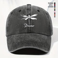 Unisex Dragonfly Dreamer Print Washed Vintage Baseball Cap - Lightweight Polyester Adjustable Unisex Sun Hat, Trucker Style, All-Season Casual Wear