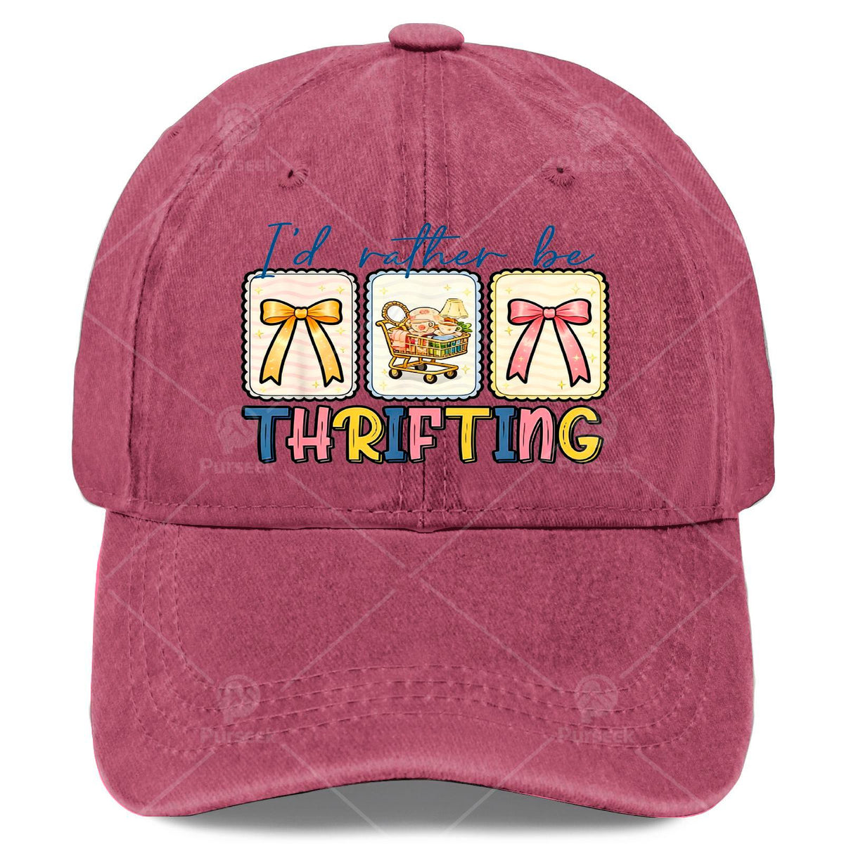 Thrifting Lover Vintage Coquette Bow Id Rather Be Thrifting Baseball Hat