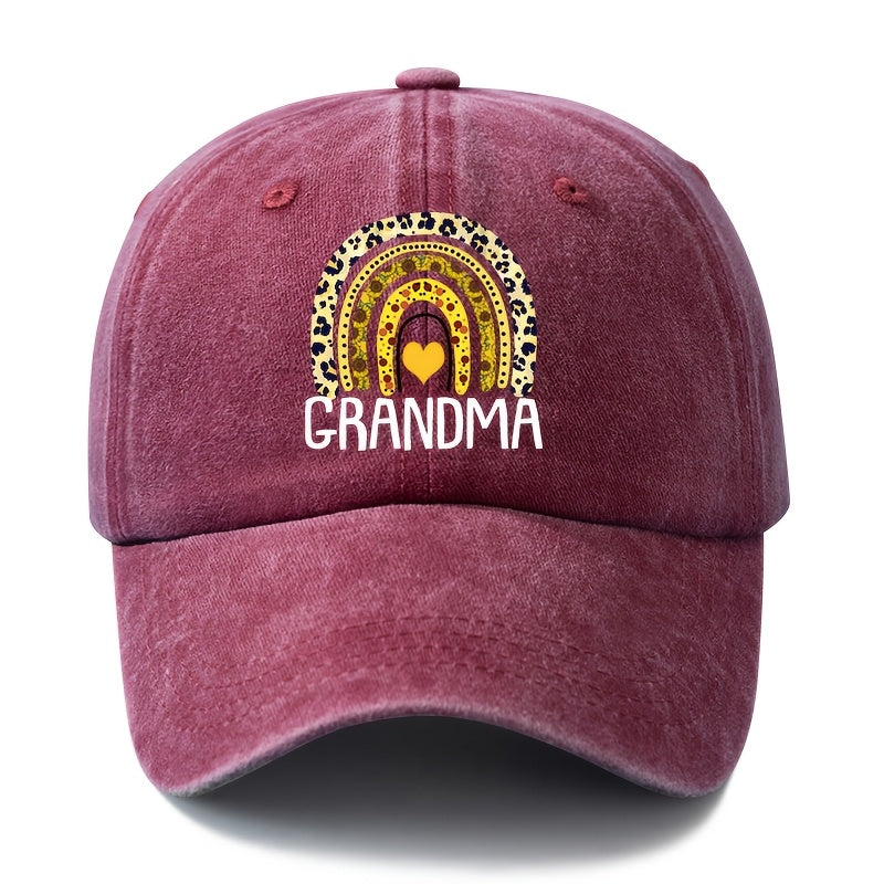 Unisex Fashion Versatile Printed Leopard Rainbow Grandma Baseball Cap, Classic Retro Washed Outdoor Lightweight Curved Brim Hat, Trucker Cap, Suitable for Outdoor Vacation Travel Camping And Casual Occasions, Holiday Party Hip-Hop Hat