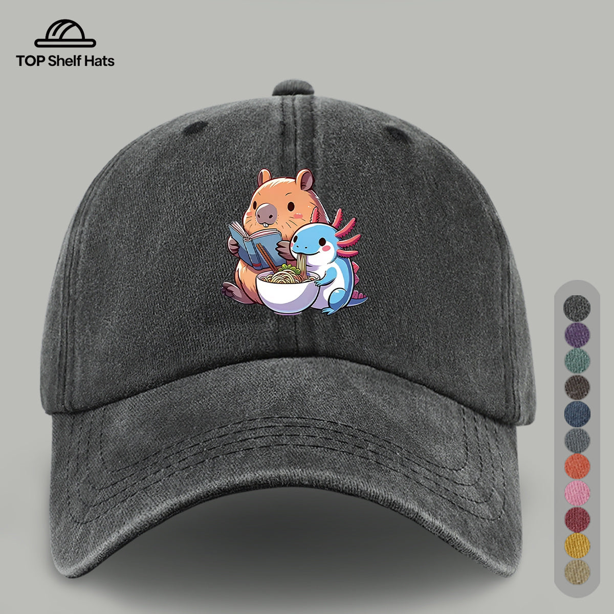 1pc Cap Compatible for Women & Men - Capybara & Salamander Print Adjustable Snapback, Lightweight Breathable Unisex Outdoor Hat with Capybara & Salamander, Valentine'S Gift, Casual Wear For, Beach, Daily Use (Ideal for For)
