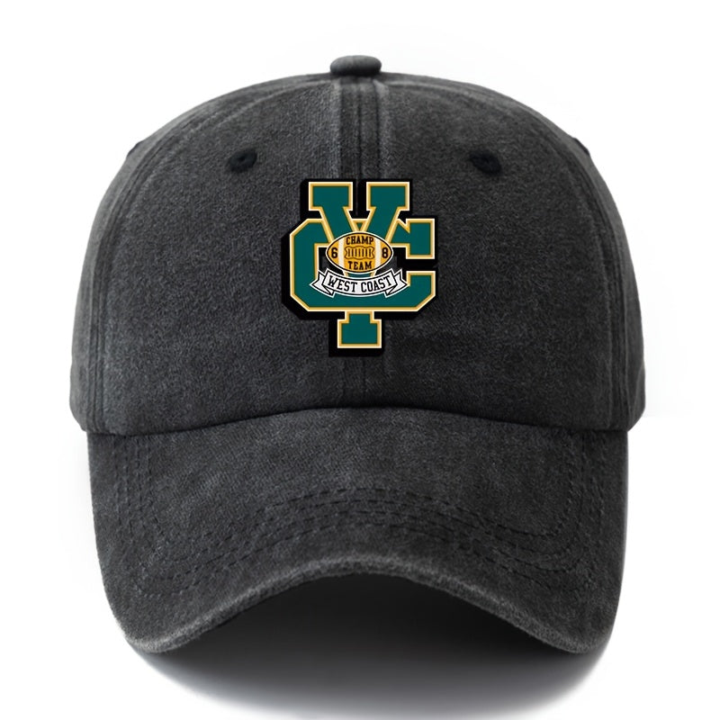 Unisex Fashion Versatile Printed CY WEST COAST Baseball Cap, Classic Retro Washed Outdoor Lightweight Curved Brim Hat, Trucker Hat, Suitable for Outdoor Vacation Travel Camping And Other Casual Occasions, Holiday Party Hip-Hop Hat