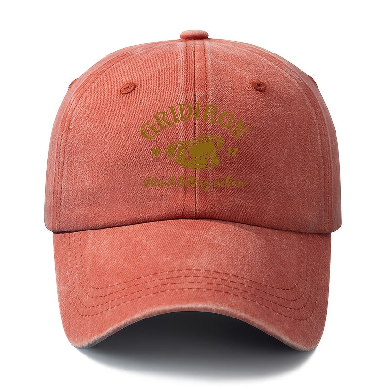 A Stylish And Versatile Unisex Printed GRIDIRON Baseball Cap, Featuring a Classic Retro Washed Design Suitable for Outdoor Activities. This Lightweight Curved-Brim Hat Is Perfect for Truck Drivers And Is Ideal for Casual Occasions Like Outdoor Vacat