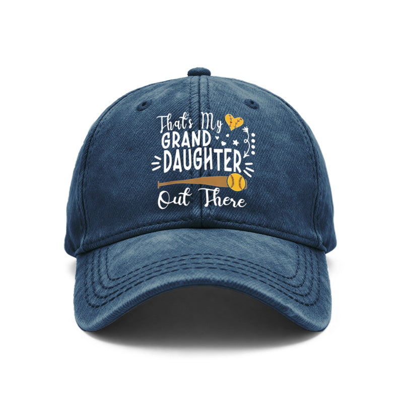 1pc Vintage Washed Unisex Baseball Caps, That' S My Granddaughter Out There, Softball Design Print, Adjustable, Suitable for Outdoor Activities And Casual Wear, Gifts for Men And Women, Friends