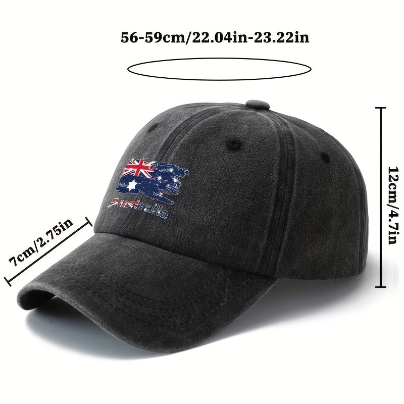 Unisex Australian Flag Baseball - Classic Retro Washed Lightweight Trucker Hat with Kangaroo & Southern Cross Design, Breathable Polyester for Outdoor, Travel, Camping, Casual Wear, Travel Accessory, Vintage Style, Durable Construction