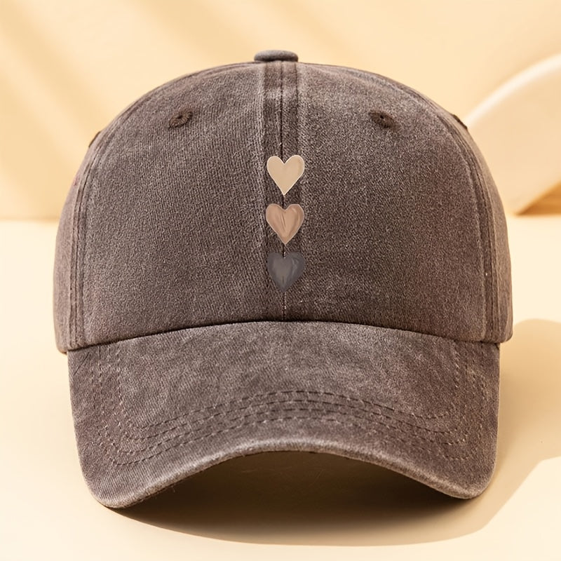 Three-Stripe Heart-Shaped Fashion Print Baseball Cap Multi-Functional Outdoor Casual Fisherman Hat