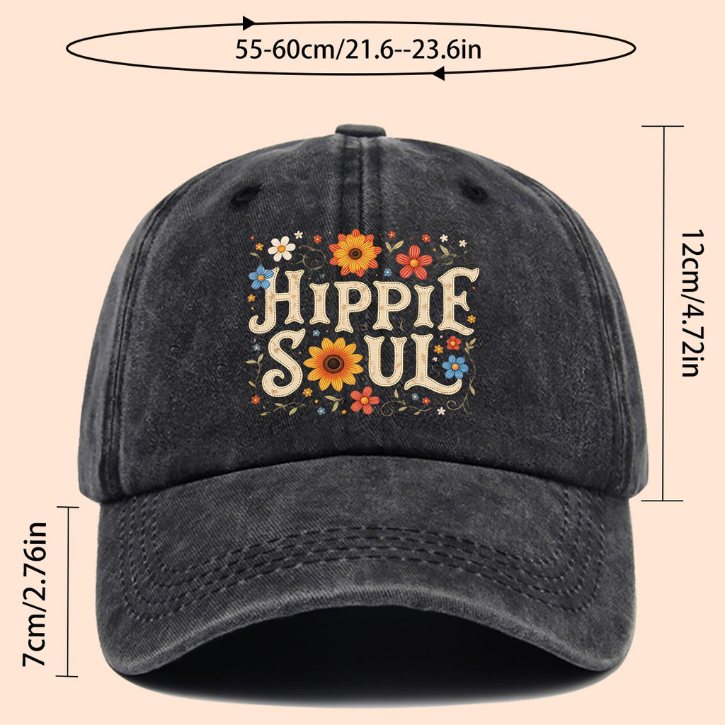 1pc 1pcs Hippie Soul Vintage Baseball Cap & Duckbill Sun Hat - Adjustable Unisex Retro Hat with Duckbill Cap, Suitable for Outdoor, Music Festivals, Travel, Daily Wear, Gift for Men & Women, Youth Street Fashion Accessory