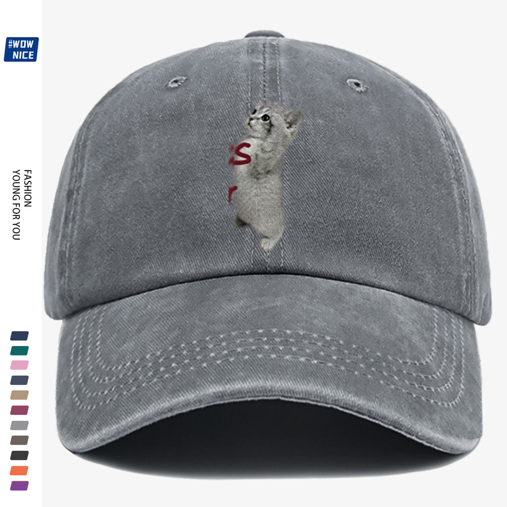 1pc "YES SIR" Text and Cute Kitten Print Baseball Cap, Unisex, Slimming Fit. Fashionable Casual Style, Adjustable Size. Suitable for Daily Outings, Shopping, Parties, Travel, and Outdoor Activities. Versatile and Practical, a Thoughtful Gift