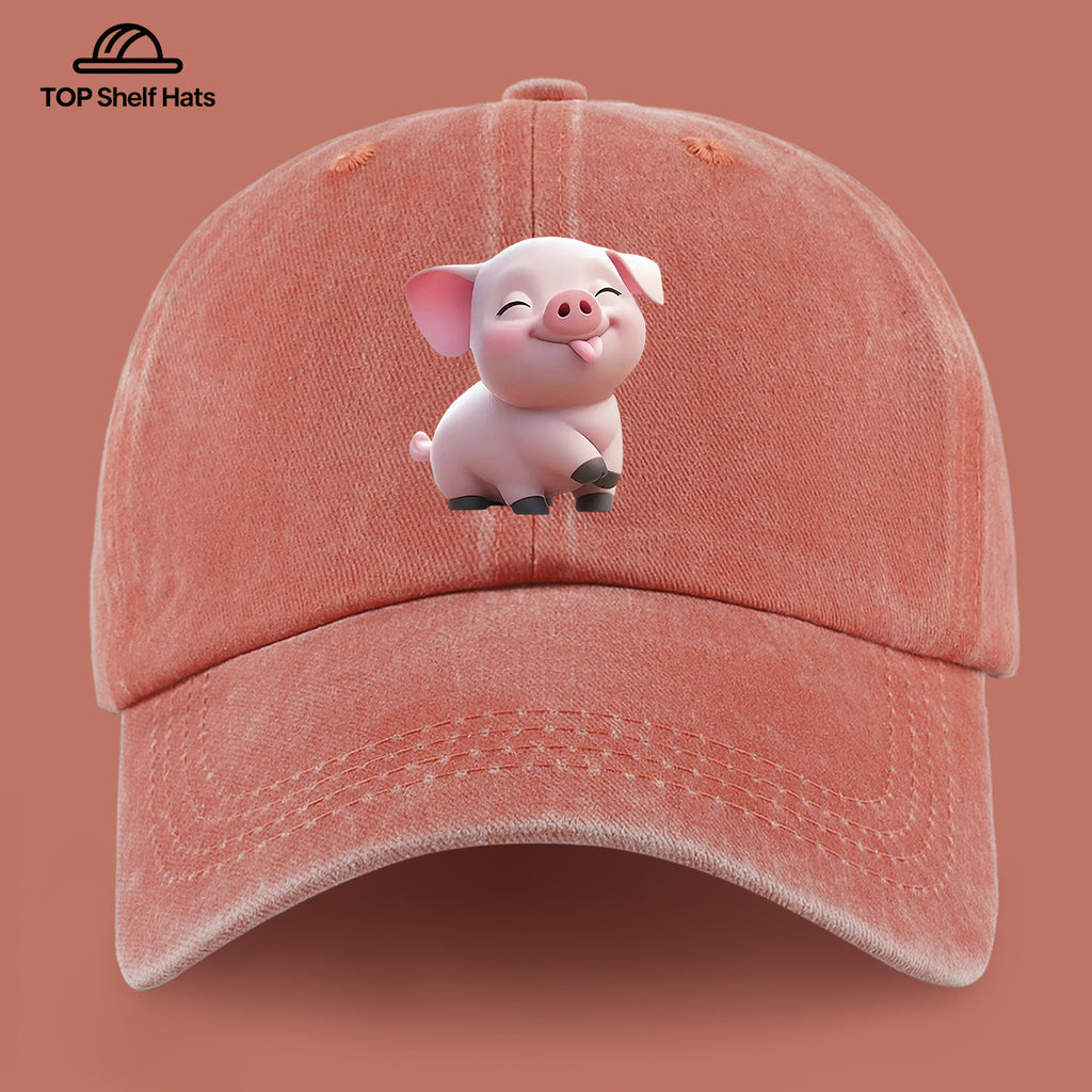 1pc Cute Tender Pink Pig Print Casual Baseball Cap, Lightweight, Comfortable, And Breathable, Adjustable Size, Perfect Valentine'S Day Gift for Partners, Unisex Outdoor Wear And Casual Fashion Accessory, Ideal for Parents' Beach Vacation Sun Hat