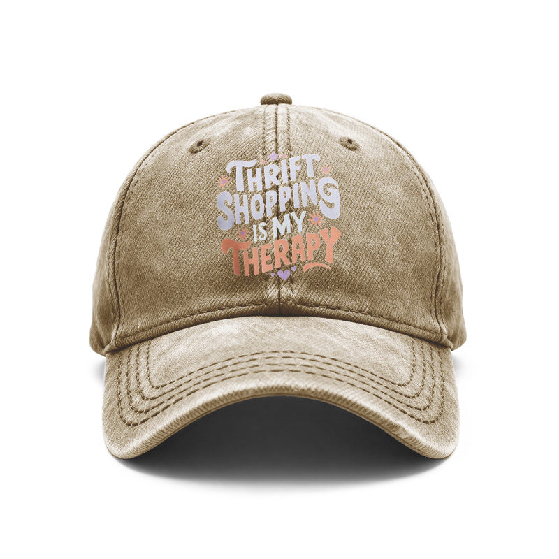 1pc Vintage Washed Unisex Baseball Caps, Thrift Shopping Is My, Retro Floral& Heart Design Print Pattern, Adjustable, Suitable for Outdoor Activities And Casual Wear, Gifts for Men And Women, Friends