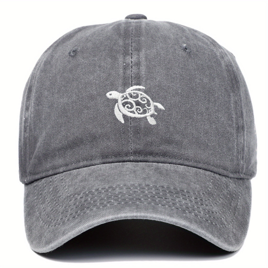 Turtle Pattern Baseball Cap Washed Baseball Cap Outdoor Casual Sun Hat Cute Travel Versatile Style
