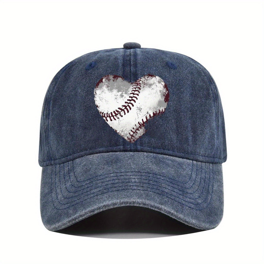 Unisex 100% Printed Baseball Cap, Featuring Heart and Valentine's Day Motifs, Suitable for Everyday Casual Wear