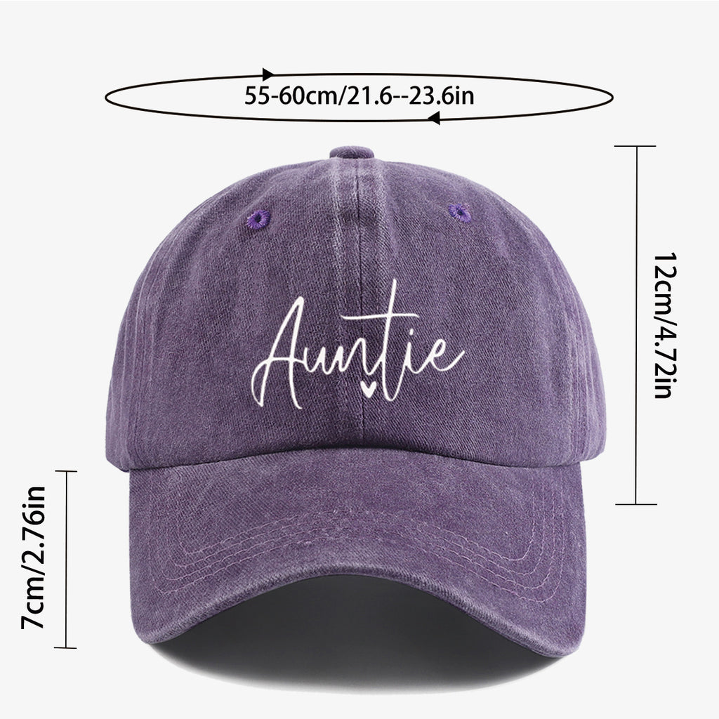 1pc "Auntie" Handwritten Heart Print Baseball Cap, Comfortable And Breathable, Fashionable And Easy, Unisex, Adjustable Size, Casual Street Style, Suitable for Daily Outings, Shopping, Dates, Coffee Meetups, Travel, Girlfriend Gatherings