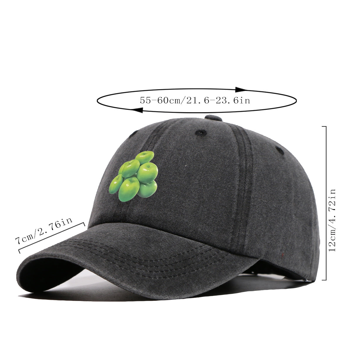 1pc Green Apple Print Baseball Cap for Men & Women - Adjustable Unisex Hat with Stacked Apple, Suitable for Outdoor, Travel, Parties, Casual Wear - Fresh, Holidays, Anniversaries - Apple-Themed Cap