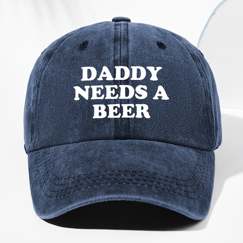 Men' & Women' "Dad Needs Beer" Print Vintage Washed Trucker Hat - Adjustable Lightweight Baseball Cap Suitable for All Seasons Outdoor Casual, Funny Humorous Gift for Dad, Beer Lovers, Daily Headwear (Black/Dark Gray)