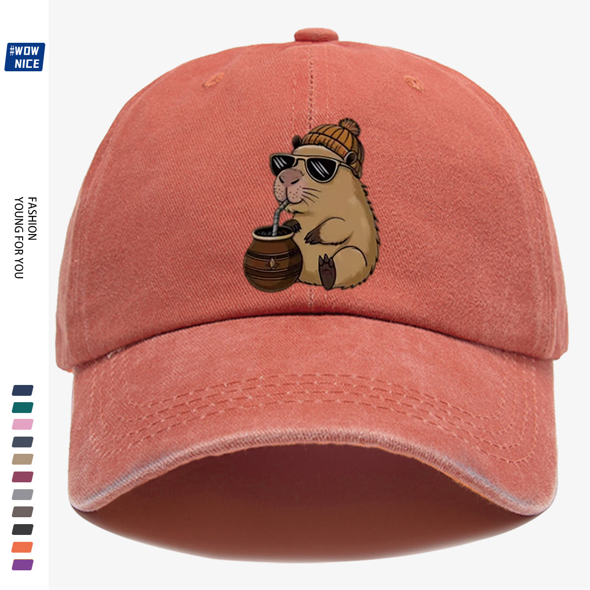 1pc Groundhog Wearing Sunglasses And Hat Drinking Beverage Fun Print Baseball Cap Unisex Slimming Fashion Casual Adjustable Size Daily Outing, Party, Travel, Shopping, Outdoor Activities All-Match Hat Holiday Birthday Gift Best Choice