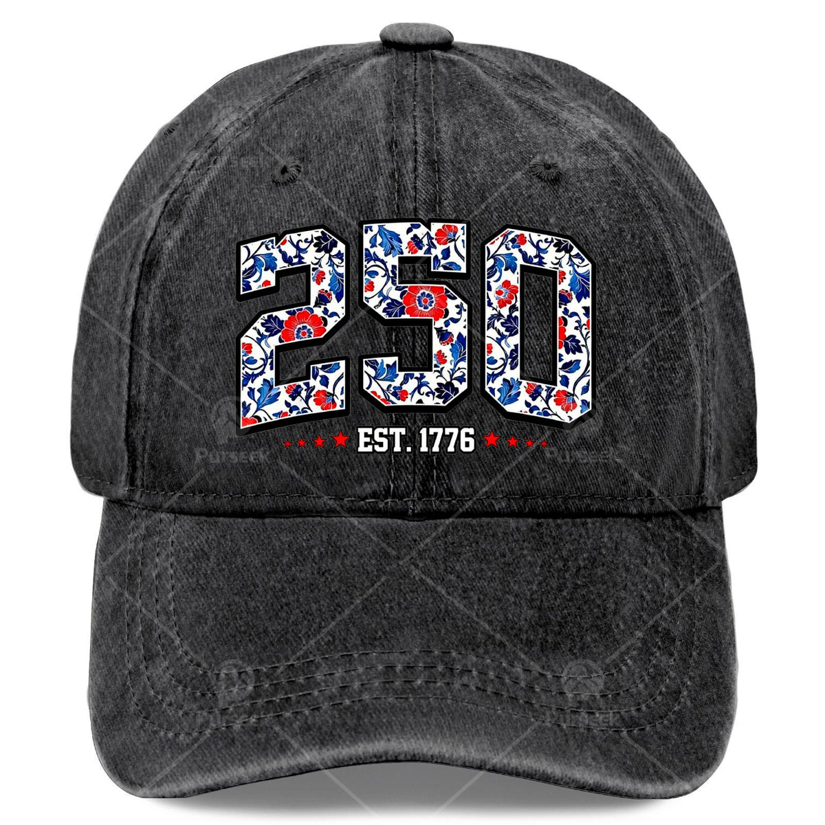 Floral Flag 250 Years 1776-2026 250th Birthday 4th of July Baseball Hat Unisex