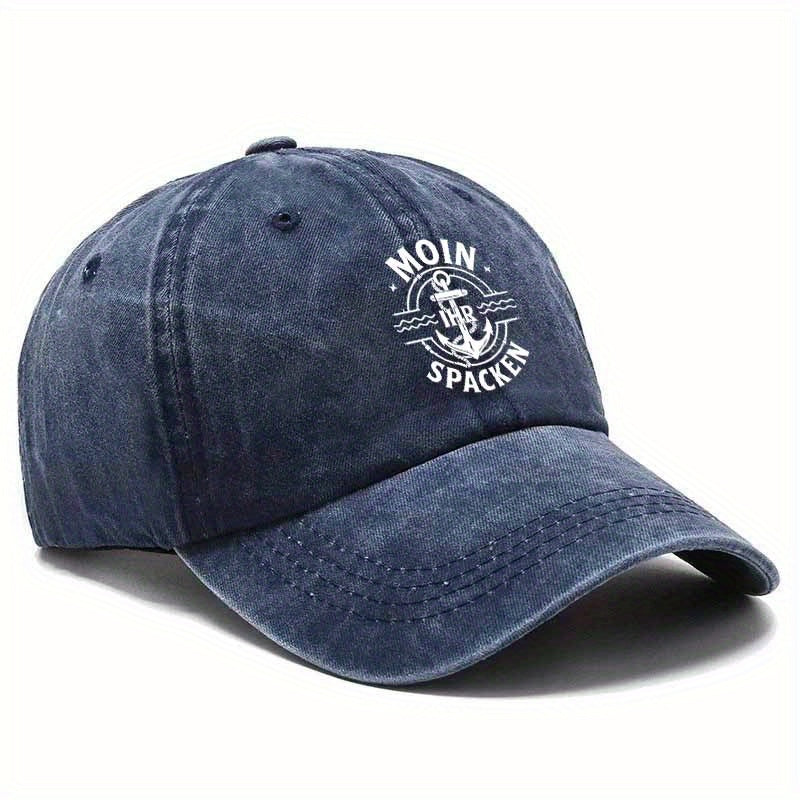 Unisex Washable Baseball Cap, Vintage Nautical Print Baseball Cap, Anchor Chain Wave Pattern, Suitable for Casual And Sporty Outfits, Ideal As a Gift for Christmas, New Year, Or Father'S Day
