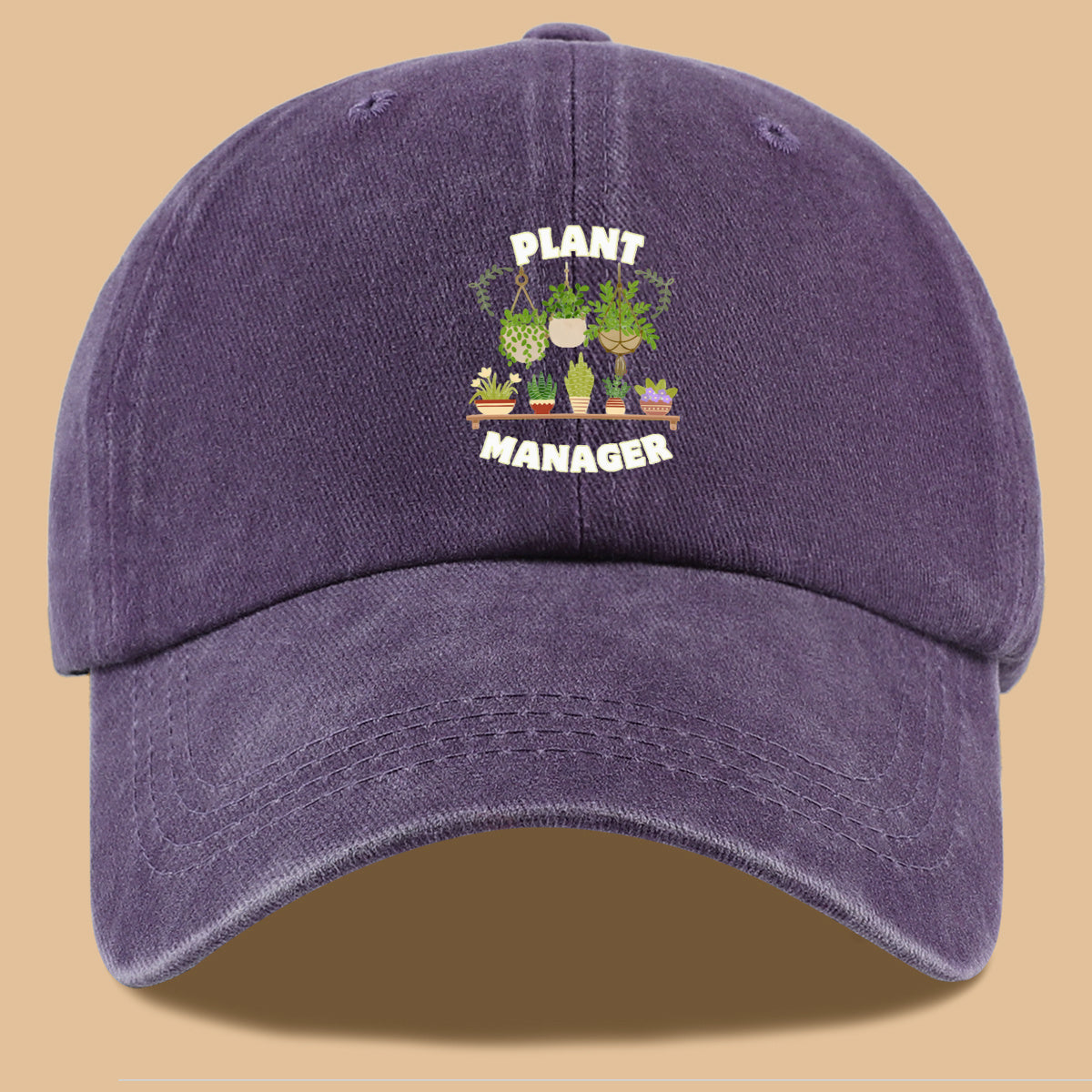 1pc "PLANT MANAGER" Plant-Themed Printed Baseball Cap, Cute Greenery Pattern Sun Hat, Fashionable Fresh Aesthetic Unisex Cap, Adjustable Size Gardening Enthusiast Essential Hat, Office Desktop Plant Lover Hat, Suitable for Outdoor Gardening
