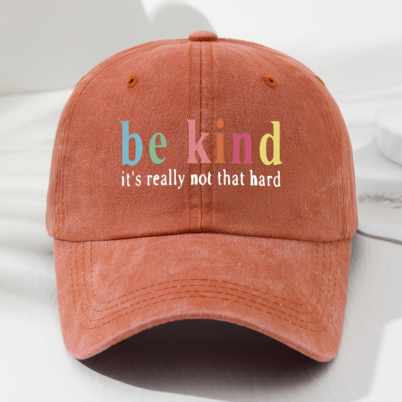 Lightweight And Comfortable Unisex Retro Baseball Cap Featuring a 'Be Kind' Print, Designed for And Breathability, Perfect for Outdoor Activities Like Fishing, Camping, And Hiking, with a Classic Wild Style