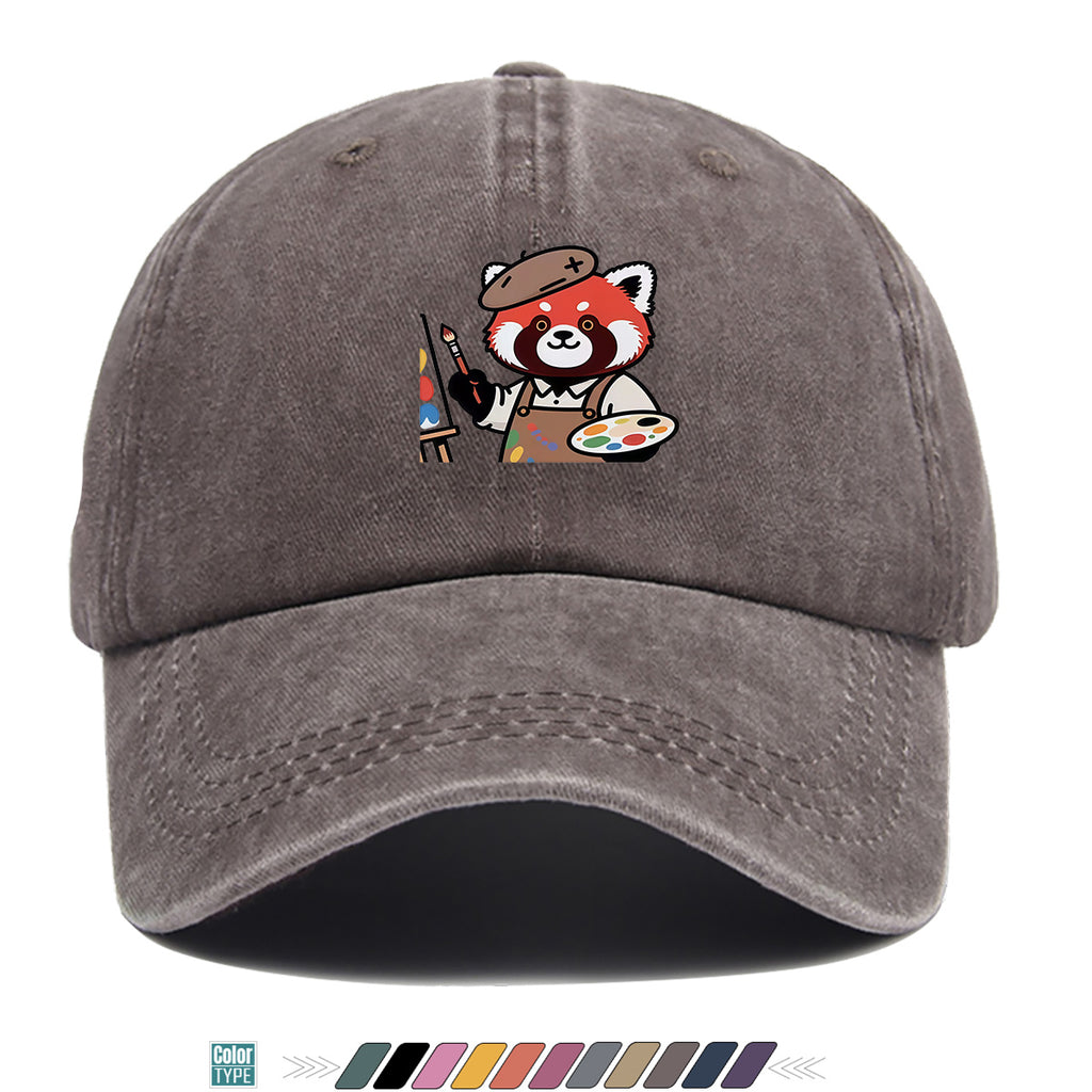 1pc Little Panda Painter Cap - Cute Panda & Brush Print Baseball Hat, Adjustable Duckbill Suitable for Outdoor Sketching, Museum Visits, Travel - Unisex for Men & Women, Creative Gift for Artists,, Birthday Present