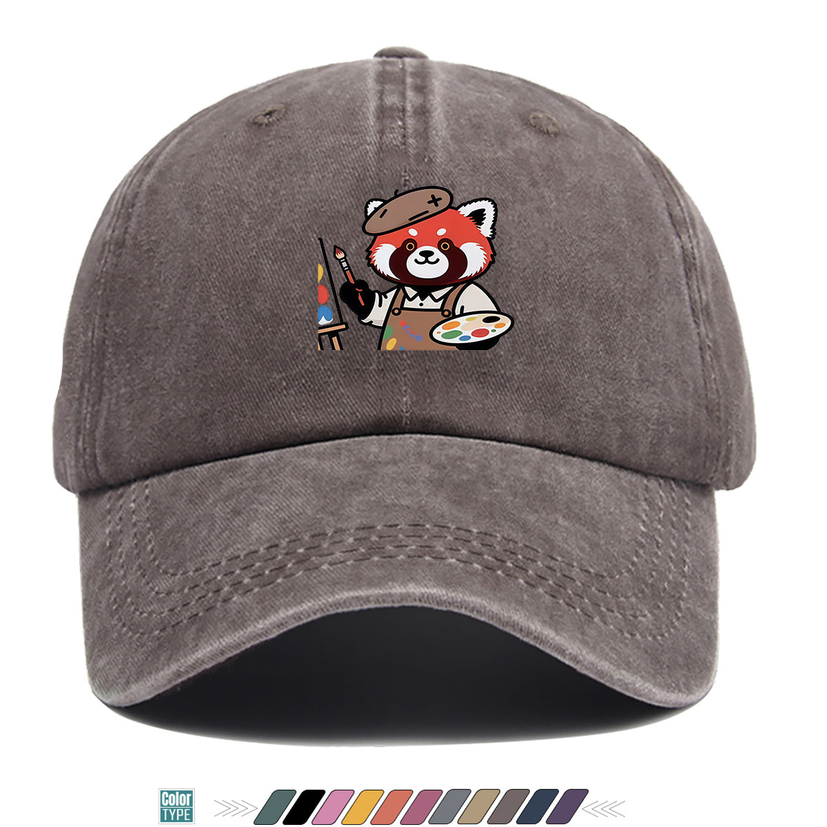 1pc Little Panda Painter Cap - Cute Panda & Brush Print Baseball Hat, Adjustable Duckbill Suitable for Outdoor Sketching, Museum Visits, Travel - Unisex for Men & Women, Creative Gift for Artists,, Birthday Present