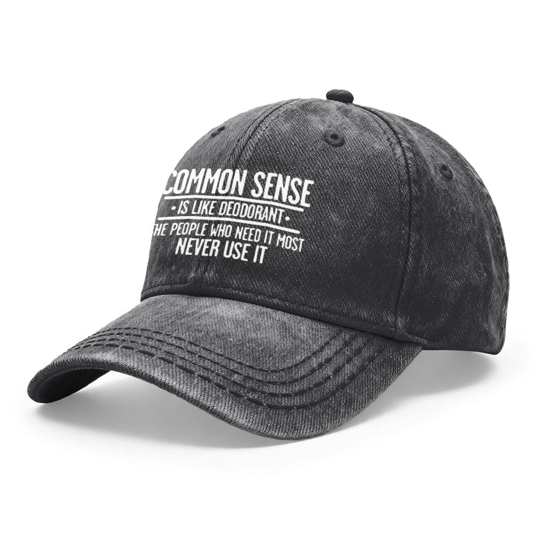 1pc Retro Style Unisex Baseball Caps, Slogan Print: Common Sense Is Like Deodorant, Adjustable Fit, Ideal for Outdoor Activities And Casual Outfits, Perfect Gifts for Both Men And Women, Friends