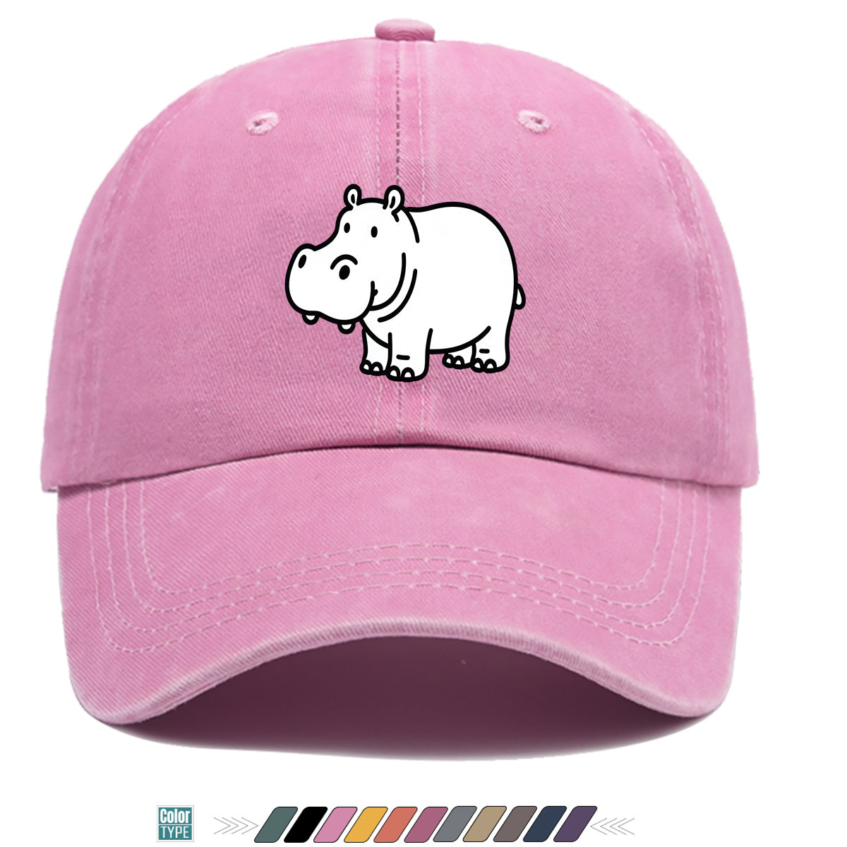 1pc Cartoon Hippopotamus Black And White Line Print Baseball Cap, Comfortable Breathable Duckbill Hat, Fashionable Cute Easy Unisex Adjustable Casual Daily Outing Hat, Vacation Hat, Bestie Couple Matching Hat, Suitable for Shopping, Picnic, Walking