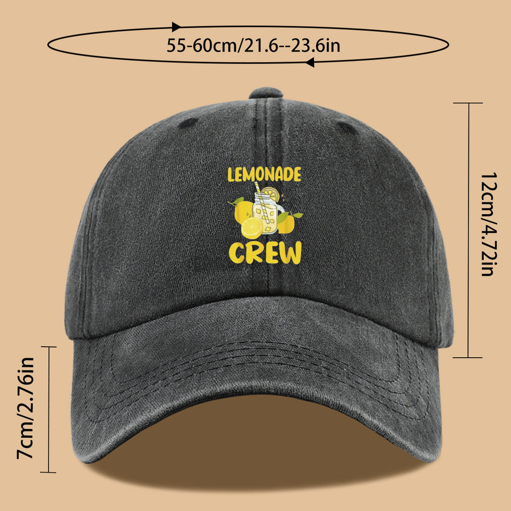 1pc Lemon-Themed "LEMONADE CREW" Printed Baseball Cap, Fresh Summer Style Sun Hat, Fashionable And Fun Design, Unisex Duckbill Cap, Adjustable Size, Casual Outing Sun Hat, Bestie Gathering Bestie Hat, Couple Date Couple Hat, Suitable for Picnics