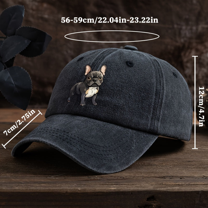 French Bulldog Print Baseball Cap, Unisex Adjustable Outdoor Duckbill Hat for Spring/Summer Sun, Trendy Sun Hat