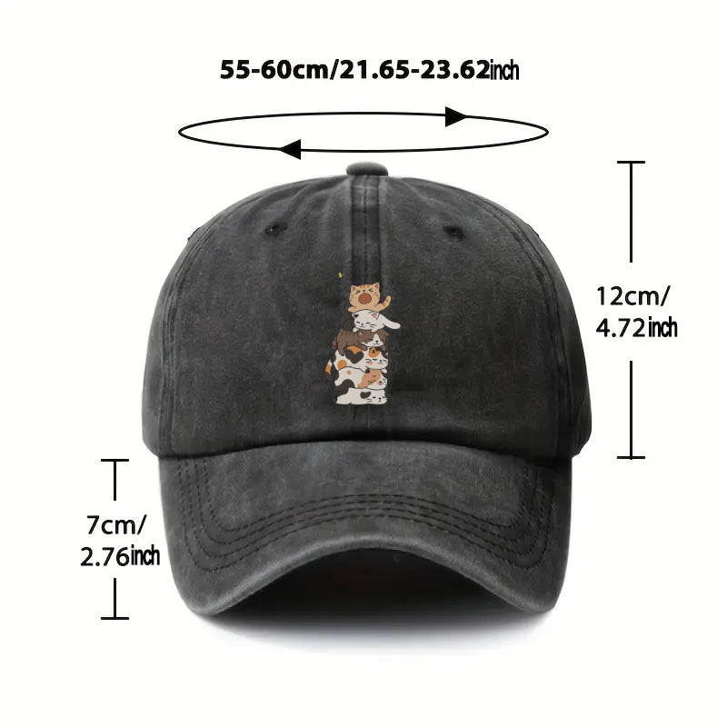 1P 1pc, Adjustable Baseball Cap with "Cute Cat" Design, Lightweight Printed Women's Hat, "Cat Pattern" Men's Trendy Cap, an Ideal Gift for Weddings, Parties, and Birthdays.
