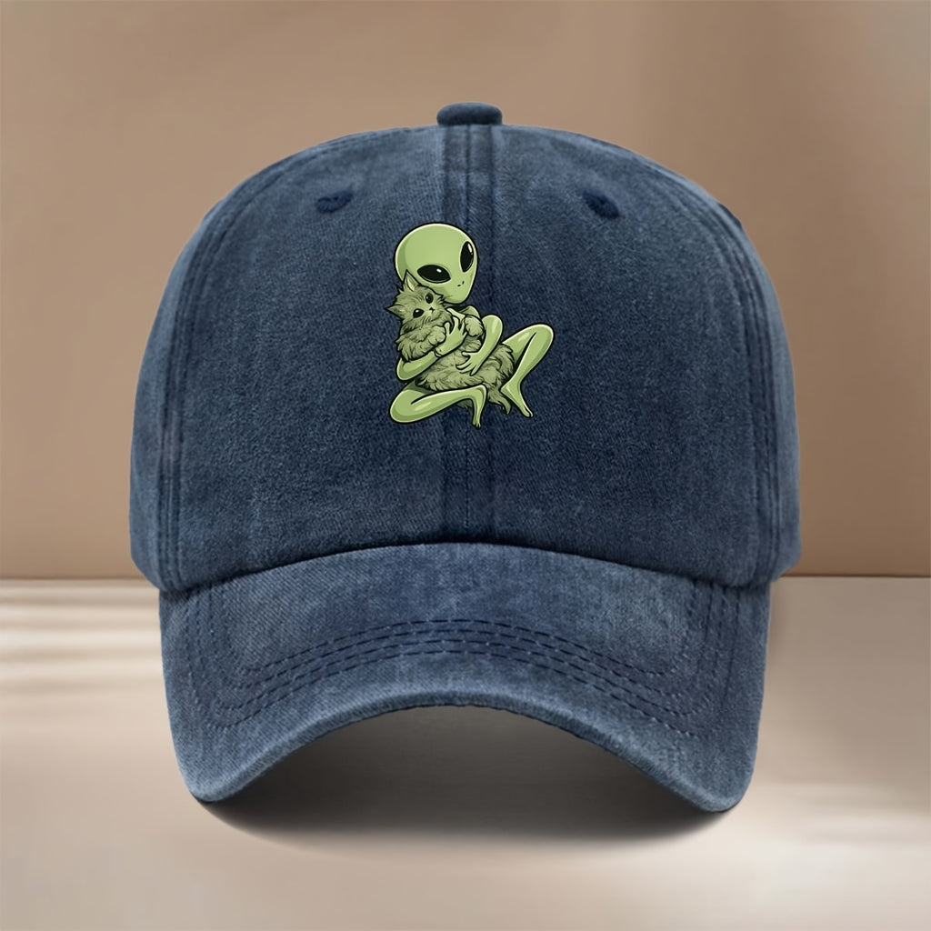 Alien Kitten Pattern Baseball Cap Comfortable Curved Brim Unisex Dad Hat Easy Hip-Hop Hat Fashion Outdoor Casual Hat All-Season Trucker Cap