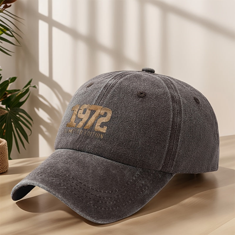 1972 Vintage Washed Duckbill Baseball Cap - Distressed Retro Print Suitable for Outdoor, Casual, Streetwear & Hip-Hop Hat, Lightweight Breathable Sweat-Absorbent Cap for Sports, Camping, Vacation,