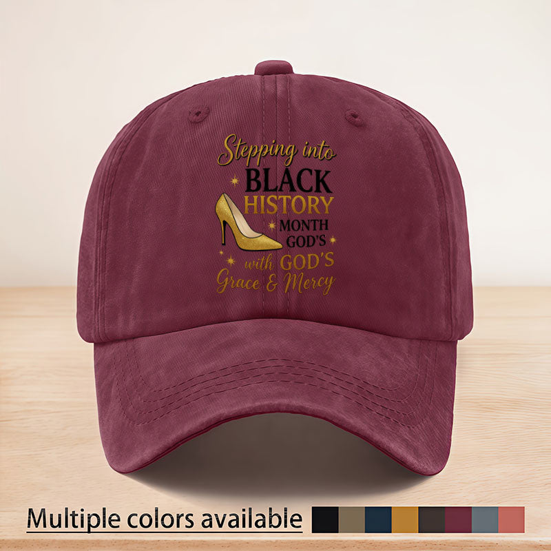 Casual Style Black History Month God's Grace and Mercy Printed Baseball Cap, Adjustable Strap, June 16th Memorial Day Baseball Cap, Suitable for All Seasons, Lightweight and Breathable, Sun, Essential for Outdoor Sports, Fishing, Picnics,