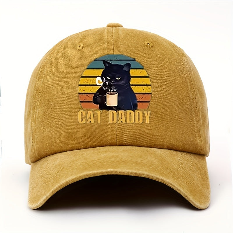 COFFE CAT DADDY Rainbow Pattern Print Adjustable Washed Men'S Baseball Cap Outdoor Fishing Dad Hat