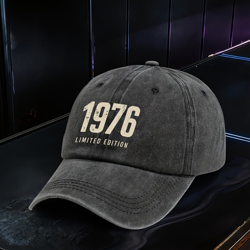 1pc, Adjustable Baseball Cap with "1976 Lid Edition Retro Style", Polyester Fiber Lightweight Printed Craft, Suitable for Outdoor Sports And Camping Enthusiasts, Trendy Couple Hat, Golf Cap, Trucker Cap, Fashionable Baseball Cap, Suitable for Youth
