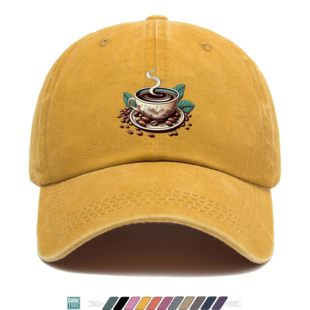 1pc 1pcs Vintage American Trucker Hat - Adjustable Soft Top Dad Cap with Coffee Print, Breathable Suitable for Outdoor Sports, Cycling,, Fishing, for Men & Women, Unisex for Youth, Skateboarding, Parties, Festivals, Gift