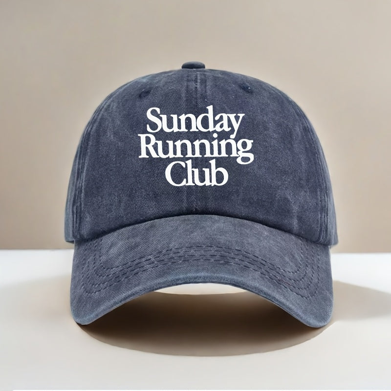 Vintage Baseball Cap, Adjustable Hat, Ideal for Outdoor Activities as Sun, Featuring a "Sunday Running Club" Letter Graphic Print, Unisex Outdoor Baseball Cap, the Best Choice for a Gift, Sun Hat for Outdoor Parties, Camping, and Travel