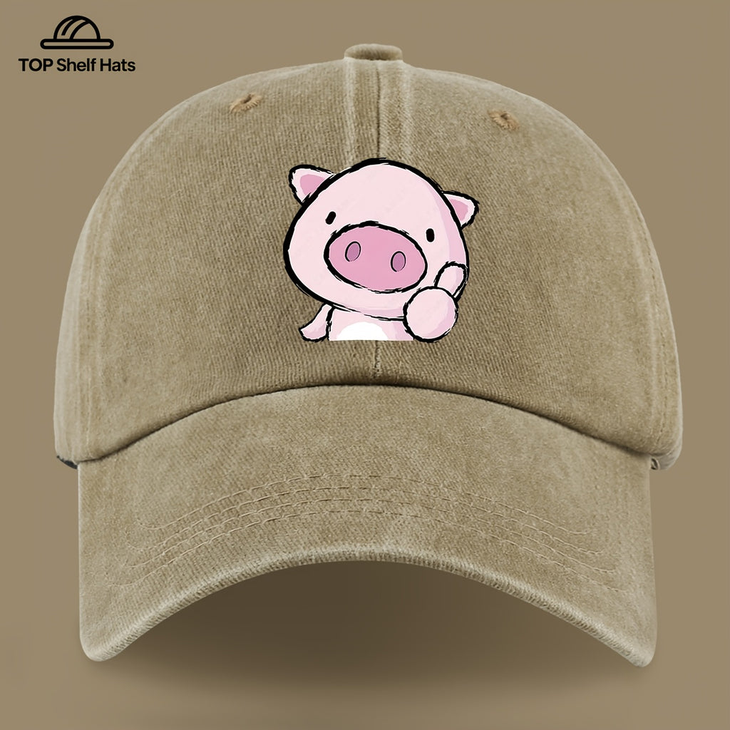 1pc Cute and Playful Piglet Pattern Printed Baseball Cap, Lightweight, Comfortable, and Breathable, Adjustable Size, An Excellent Valentine's Day Gift for Your Partner, Unisex Outdoor Casual Wear Accessory, Mom and Dad's Beach Vacation Leisure Sun