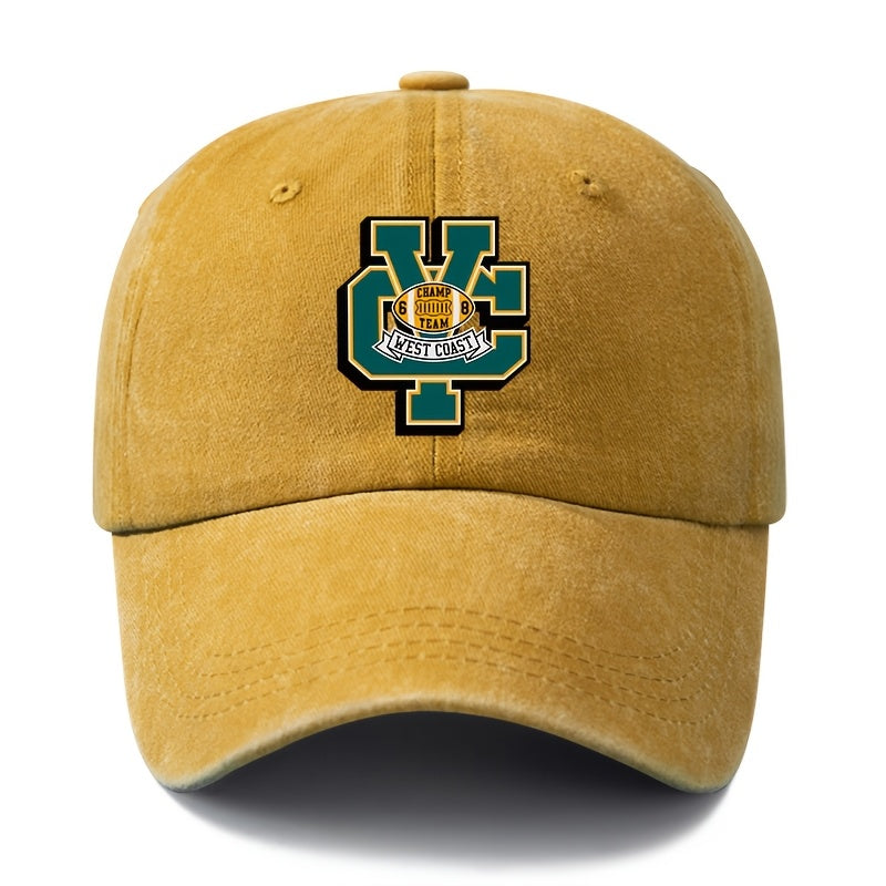 Unisex Fashion Versatile Printed CY WEST COAST Baseball Cap, Classic Retro Washed Outdoor Lightweight Curved Brim Hat, Trucker Hat, Suitable for Outdoor Vacation Travel Camping And Other Casual Occasions, Holiday Party Hip-Hop Hat