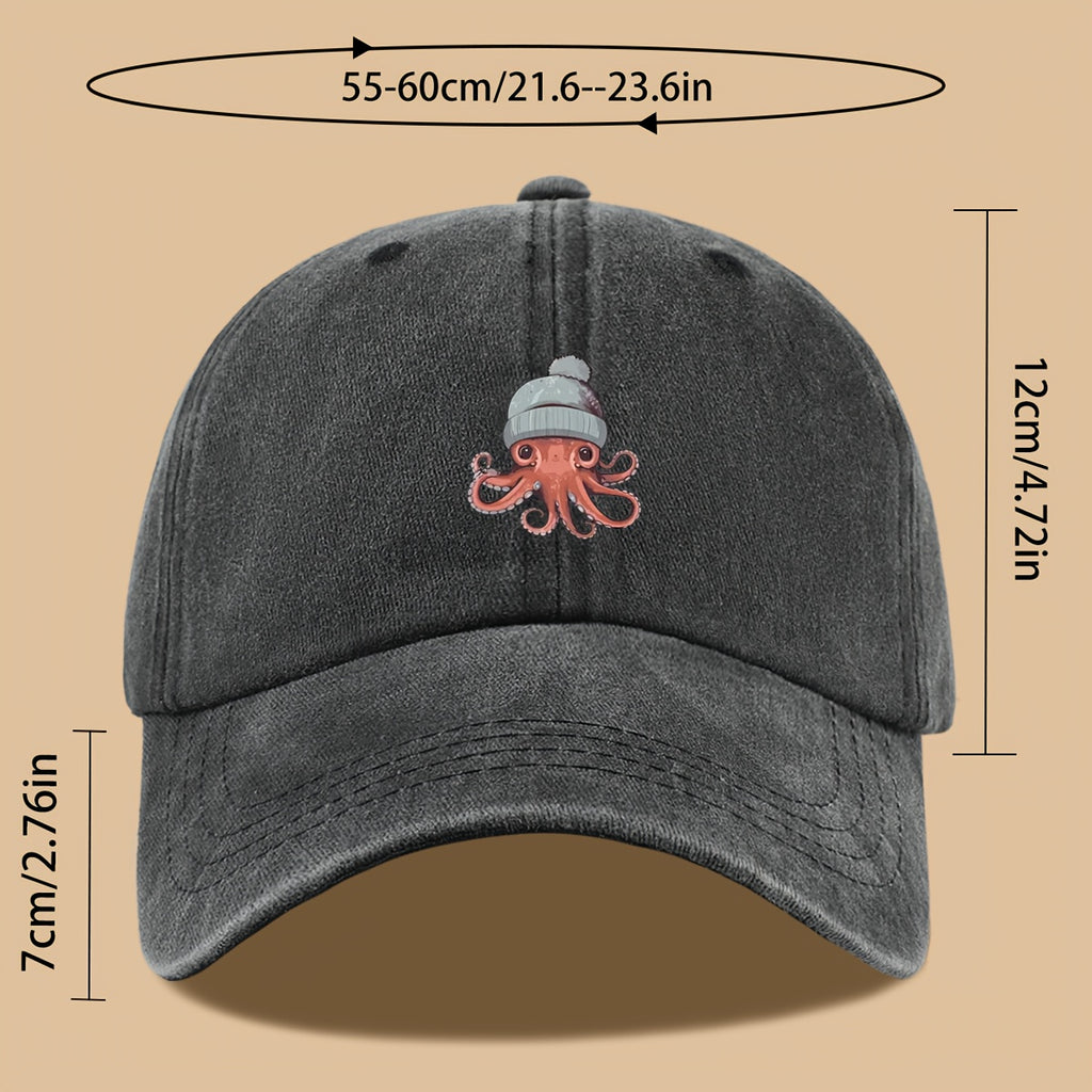1pc Octopus Print Baseball Cap, Lightweight, Comfortable, and Breathable Outdoor Sun Hat, Stylish, Simple, and Aesthetic, Adjustable Size Baseball Cap for Men and Women, Trucker Dad Hat, Mom's Beach Vacation Hat, Suitable for Outdoor Fishing